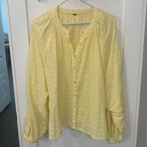 Free People yellow eyelet blouse medium